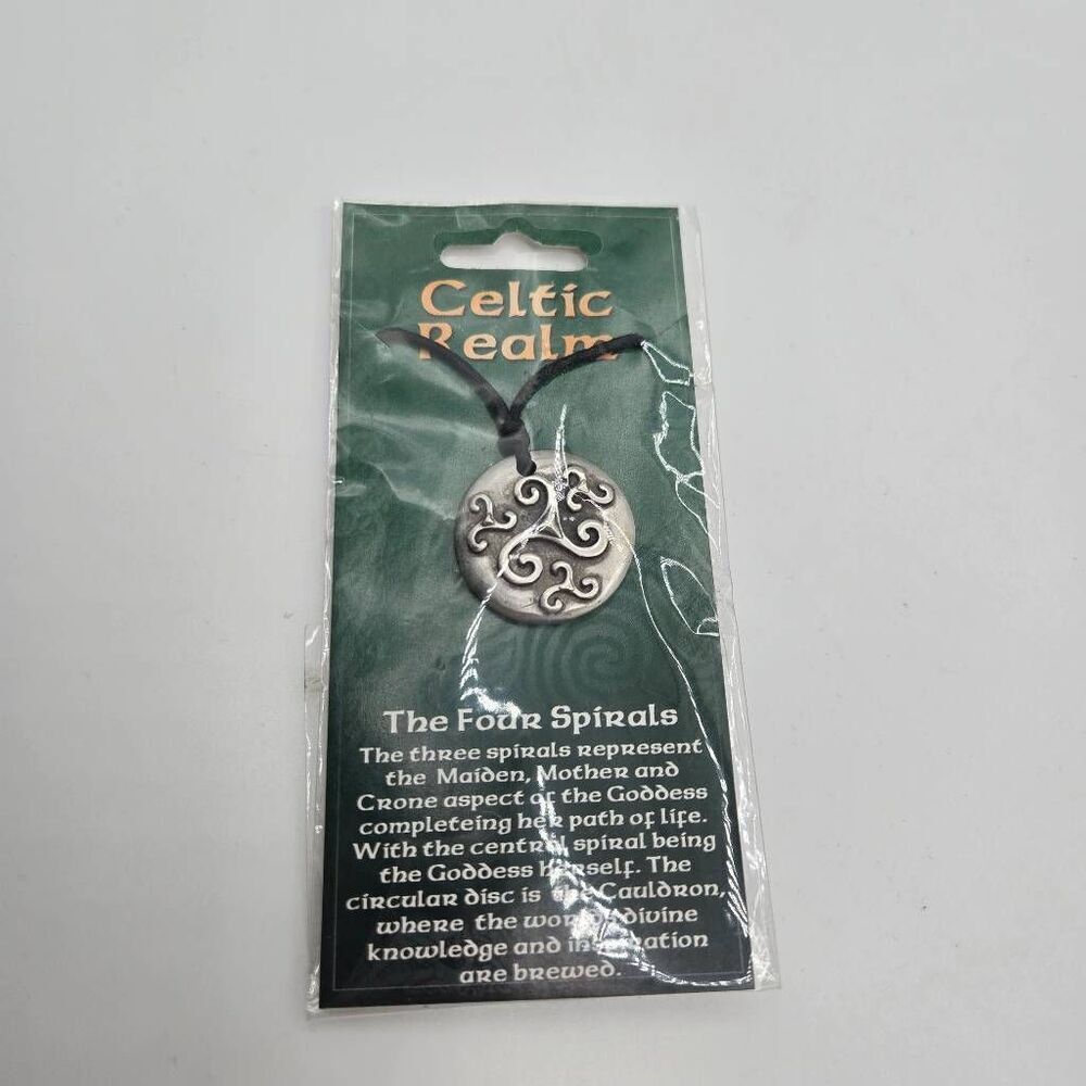 Celtic Realm The Four Spirals Pendant Necklace Pewter